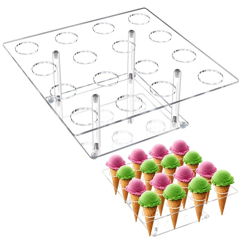 16-Hole Square Acrylic Ice Cream Display Stand
