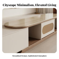 2 Pieces Extendable Design Expandable Media Cabinet and Coffee Table Set Minimalist Aesthetic Sleek TV Stand Multi-Functional Storage Living Room Furniture Long-Lasting Construction for Apartment Dwellers, Homeowners, Renters, Small Apartments, Home