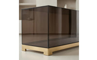 Acrylic Display Box Transparent Brown Collectible Showcase Gold-Metal Base Storage Item