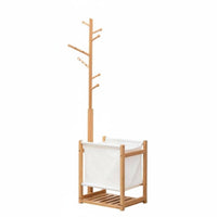 Multi-Functional Coat Rack with Laundry Hamper Allsingle-All-in-Single Storage Freestanding Entryway Organizer Space-Saving Clothing Stand Detachable Basket for Apartment Dwellers, Students, Homeowners, Hallway, Bedroom, Dorm Room