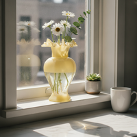 Vintage French Style Ribbed Glass Vase for Hydroponic or Floral Arrangements