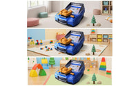 Game Toy with Steering Wheel Two-Power-Supply Simulated Driving Toy Interactive Simulated Driving Console for Kids, Young Children, Playroom, Home