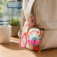 Datong Yungang Grottoes Buddha Plush Keychain with Lotus Charm