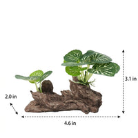 U-Shaped Driftwood Aquatic Tank Plants, Climbing Reptile Enclosure Decor with Round Leaves, Snake Accessories for Vivarium and Small Terrariums