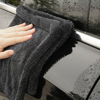 2-Layer Car Drying Towel with High Absorbency, Gray Microfiber for Costco Microfibre Cloths, Double-Sided Bound Border Finish