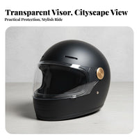 Vintage Full-Coverage Helmet 3C Certified Retro Full Face Helmet Reserved Slot for Four-Season Riding, Daily Commute
