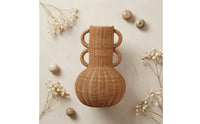 Braided Wicker Vase Rustic Wicker Flower Basket Woven Floor Vase Uncovered Top Interior Decoration Decorative for Dried Flowers