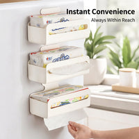 Cabinet for Living Room, Wall-Mounted Rectangular Tissue Box Holder, Punch Design for Dry Tissues & Wet Wipes, White Modern Storage Rack
