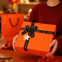 Cardboard Gift Box with Lid, 32x24x11cm Postal Gift Box for Presents, Rigid Gift Box with Bag for Small Business