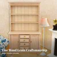 Handmade Dollhouse Display Cabinet Opening Doors 1:12 Scale Cabinet Detailed Craftsmanship 1/12 Scale Dollhouse Hutch Classic Design for Collectors, Hobbyists