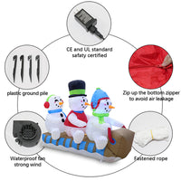 1.8m Inflatable Christmas Snowman Family Skiing Outdoor LED Light Yard Decoration (EU Plug)