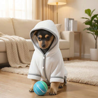 Dog Bathrobe and Cat Bathrobe Towel with Hood, Absorbent Pet Bathrobe with Strap, Polyester Casual Style for Dog Grooming and Pet Care
