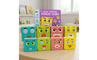 Fine Motor Face-Changing Puzzle Cube Game Rounded-Edged Expression Puzzle Blocks Screenscreenless Face Changing Game with Cards Child-Friendly for Children, Toddlers, Travel