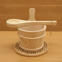 Sauna Bucket and Ladle Set Wood Sauna Bucket with Ladle Water-resistantResistant Tub for Homeowners, Steam Room, Bath