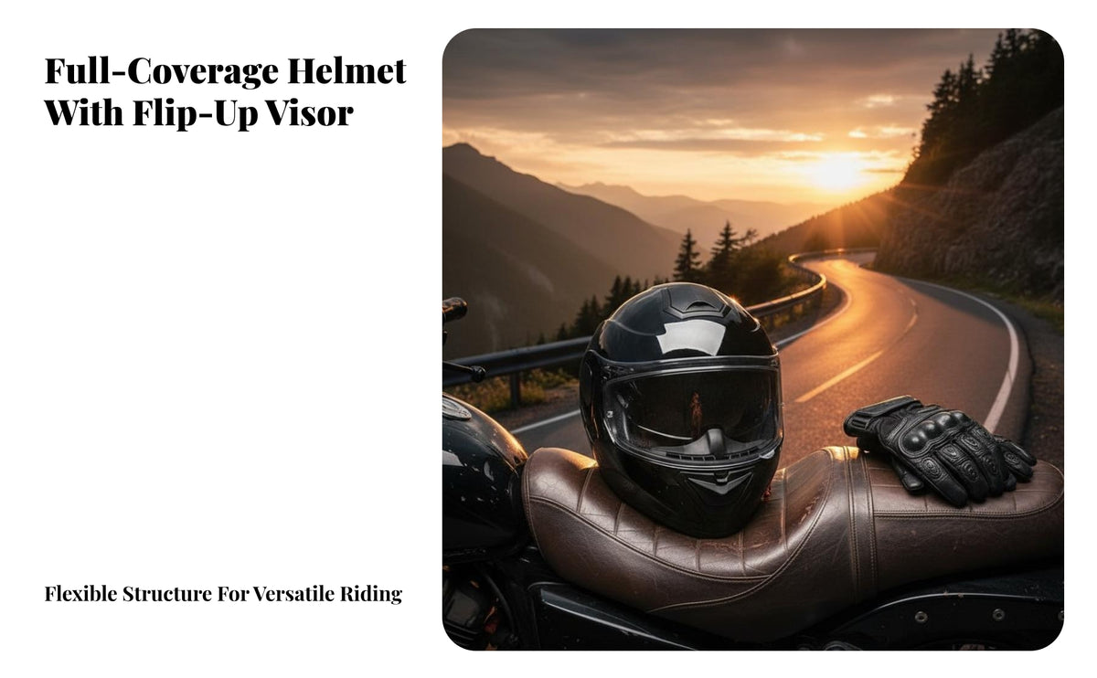 Modular DOT Certified Flip-up Full Face Helmet Removable and Washable Liner Guarding Headwear for Men, Women, Road Riding, Traveling
