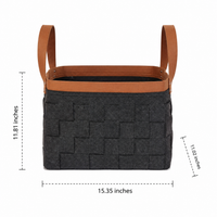 Pet Toy Basket, Felt Storage Basket Grey with Handles, Rectangular 39x30x28cm for Living Room, Firewood & Yarn