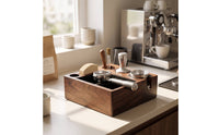 Espresso Knock Box and Tamping Station Walnut Coffee Knock Box and Tamping Station Wooden Organized for Baristas
