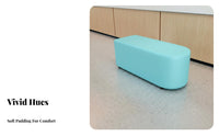 Faux Leather Long Seat Soft Padded Armless Backless Ottoman Comfortable pad Upholstered Bench for Children, Guests, Dance Studio, Rest Area, Lobby