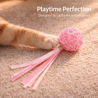 Colorful Interactive Cat Toys, Rattan Ball with Ribbons, Cat Toy Balls for Kittens, Playing Chewing Toy Cat, Cat Owner Gift, Cat Lover Present