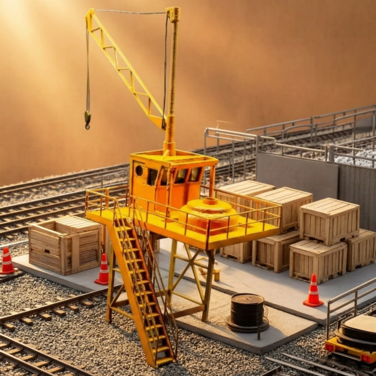 Safe Construction Crane Model Industrial DIY Assembly Model Realistic Building Kit Long-Lasting for Dioramas