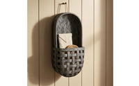 Woven Wood Basket Decorative Wooden Wall Basket Country-Style Home Storage