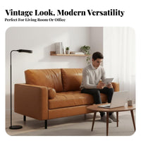 Retro Design Brown Tufted Couch Central-Century Modern Design Sofa Long-Lasting Construction Home Furniture Easy to Clean for Apartment Dwellers, Homeowners, Office Managers, Living Room, Lounge Area, Bedroom