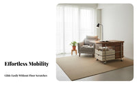 Space-Saving Design Foldable Tea Trolley Mobile on rollers Side Table Lockable Casters Serving Cart Extendable surface for Small Apartment Dwellers, Homeowners, Entertainers, Living Room, Beside Sofa, Home Office