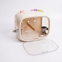 Portable Acrylic Bird Cage with 4-Side Visibility, Outdoor Bird Cage Travel Cage with Removable Tray for Adult Bird Parrot Travel, 22.3cm Size