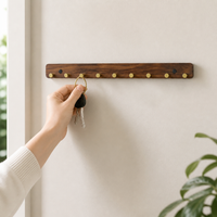 Wooden Wall Hooks, Modern Minimalist Wall Hook Rack, Coat and Hat Hooks for Entryway, Adhesive & Screw Mount