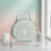 Novelty Citrus Slice Handbag Playful Fruit Shaped Purse Small Lemon Crossbody Bag Convertible for Shopping, Travel