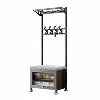 Hall Tree Bench with Shoe Storage Cushioned Seat Freestanding Entryway Coat Rack
