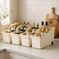 12L Kitchen Storage Bin With Wheels Stackable Storage Boxes With Lids, Wheeled Storage Boxes With Lids For Pots Pans Lids Spices Utensils