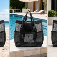Reinforced Mesh Tote Bag Breathable Mesh Beach Bag Portable Lightweight for Pool