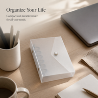 Frosted PP Translucent Loose-Leaf Notebook with Envelope Buckle, 20-Ring Large Capacity