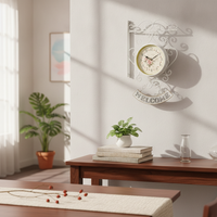 Wall Clock with Wall Bracket Farmhouse Clock with Welcome Simple to Mount to Hang for Decorators, Living Room, Porch