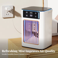 Low Noise Desktop Misting Fan Quiet Operation Humidifier Cooling Fan Double Mist Spray for Office Workers, Students, Bedroom, Dorm Room