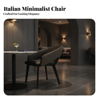 Italian Minimalist Design Curved Back Dining Chair Ergonomic Backrest Upholstered Dining Chair Sturdy Construction Metal Leg Armchair Versatile for Restaurant Owners, Hotel Managers, Interior Designers, Living Room, Cafe, Reception Area