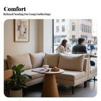 Thick Padded Cushion Upholstered Armchair with Cane Back Curved Backrest Cafe Seating Minimalist Design Commercial Furniture Mid-Century-Century Modern Design for Restaurant Owners, Interior Designers, Adults, Tea House, Hotel Lobby, Living Room