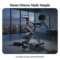 Foldable Exercise Bike Compact X-Shape Design-Frame Exercise Bike Adjustable Padded Seat Home Gym Equipment for Beginners, Seniors, Apartment
