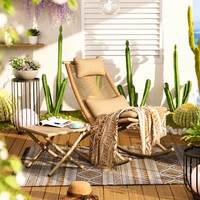 Metal Rocking Chair with Cushion & Pillow, Outdoor Patio Balcony Garden Chair, Weatherproof Rocking Lounge Chair with Side Table