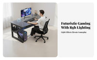 Gaming Desk Modern Design Student Desk Sturdy Metal Frame PC Gaming Table for Professionals, Teenagers, Dorm Room, Small Areas, Bedroom