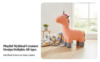 Soft and Comfortable Plush mythical creature Ottoman Great Gift concept children's Furniture Multi-Functional creatureShaped Seat Multifunctional for Toddlers, Parents, Adults, Playroom, Nursery, Living Room, Entryway