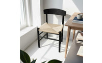 Solid Wood Dining Chair Retro Design Wooden Chair with Woven Seat for Kitchen, Restaurant, Living Room