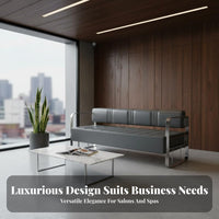 Salon Waiting Sofa Easy to Clean Stainless Steel Frame Bench Sturdy Construction Waiting Room Bench for Guests, Barber Shop, Reception Area, Hospital