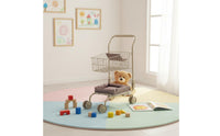 Children's Trolley Cart Foldable Handle Pretend Shopping Cart textileLined Tray Play Trolley