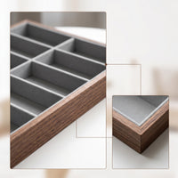 Wooden Eyeglasses Display Tray Walnut Eyeglass Storage Organizer Tray Divided Sunglass Organizer Open-Top for Collectors, Retailers, Home Organization