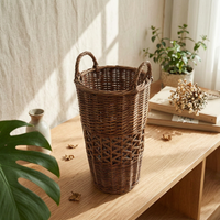 Tall Wicker Basket Built-in Handles Handwoven Basket Material