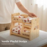Pretend Play 20cm Doll Bed Promotes Role-Playing Doll Bunk Bed Polished Edges for Girls, Toddlers 3+, Dollhouse, Playroom
