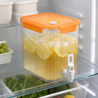 Leak-Resistant Refrigerator Drink Dispenser Ribbed Clear Beverage Dispenser Easy Dispensing Household Liquid Container Space-Saving Design