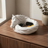 Detailed Mane Horse Catchall Bowl Sculpted Horse Head Tray Uncovered Basin Jewelry Dish Decorative